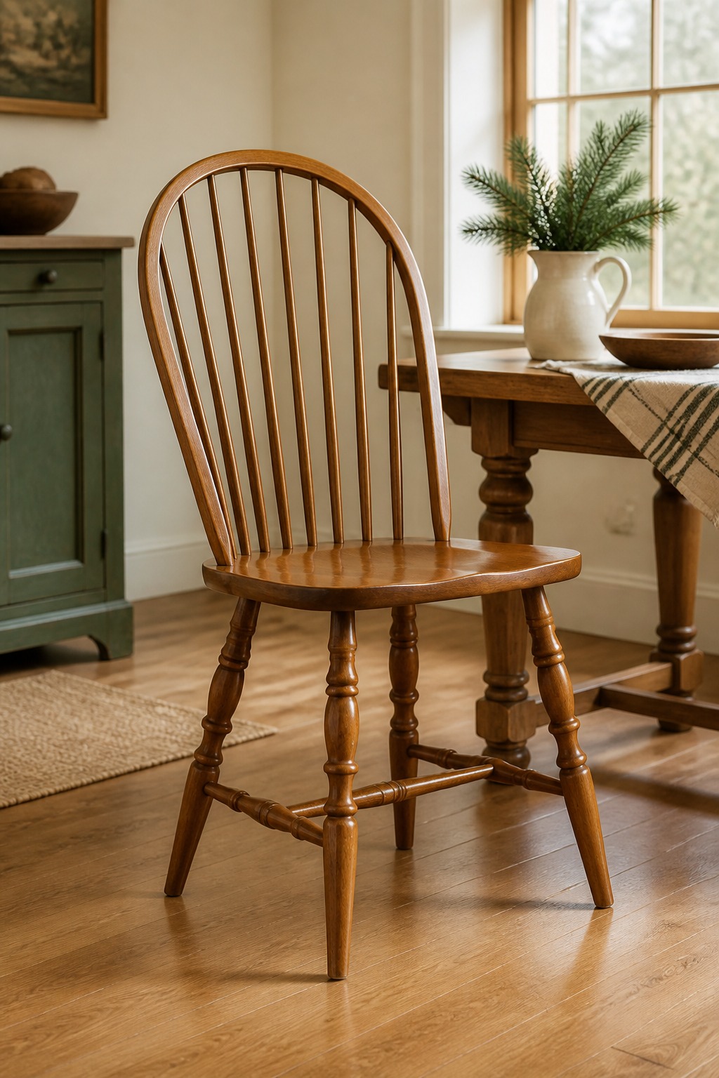 Windsor chair with spindle back